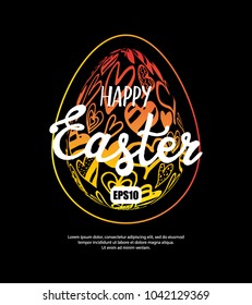 Abstract vector background with hand draw a pattern, decorative egg and lettering. EPS10
