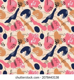 Abstract vector background with hand drawn textures, memphis style. Universal card, pastel colors. Retro design, fashion art.