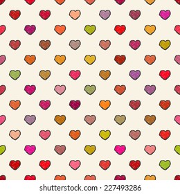 Abstract vector background Hand drawn heart Seamless pattern