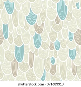 Abstract vector background with hand drawn doodle waves, abstract animal, fish scales