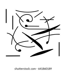 Abstract vector background. Hand drawn black and white logo. Exotic print. Modern art. Indian letters, rock paintings. For book, leaflet, notepad, textile, paper, postcard, invitation card design.