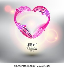 Abstract vector background. Hand drawn heart. Valentine`s day`s design element. Isolated with realistic light and shadow on the light panel.  Vector illustration. Eps10.