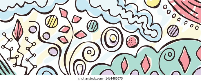 Abstract vector background. Handmade drawing, floristry, ictional view.