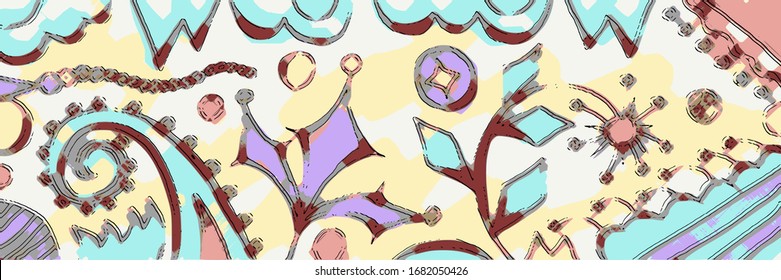 Abstract vector background. Handmade drawing, floristry, ictional view.