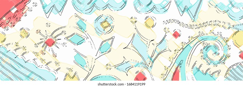 Abstract vector background. Handmade drawing, floristry, ictional view.