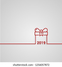 Abstract vector background. Happy New Year 2019 theme. Banner with gifts box. Creative greeting card design template.  EPS10