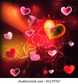 Abstract vector background with hearts.
