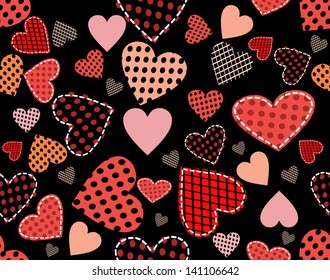 Abstract vector background - hearts. Heart-shaped lace or mesh. Seamless texture for patterns, cards, textile, wallpapers. Vector illustration.