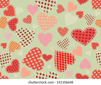 Abstract vector background - hearts. Heart-shaped lace or mesh. Seamless texture for patterns, cards, textile, wallpapers. Vector illustration.