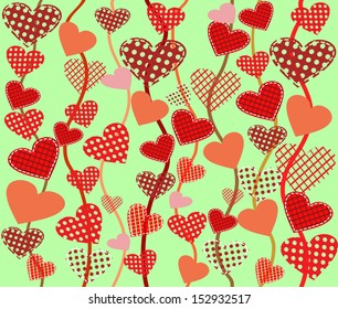 Abstract vector background - hearts. Heart-shaped lace or mesh. Seamless texture for patterns, cards, textile, wallpapers. Vector illustration.