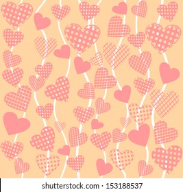 Abstract vector background - hearts. Heart-shaped lace or mesh. Seamless texture for patterns, cards, textile, wallpapers.