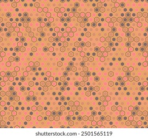 Fondo de Vector Abstractas. Fondo de mosaico hexagonal con células sólidas internas. Formas hexagonales. Paleta de colores de varios tonos. Patrón sin fisuras. Ilustración vectorial basculante.