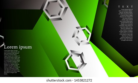 Abstract vector background with hexagon overlapping pattern. Vector illustration for any background. color green