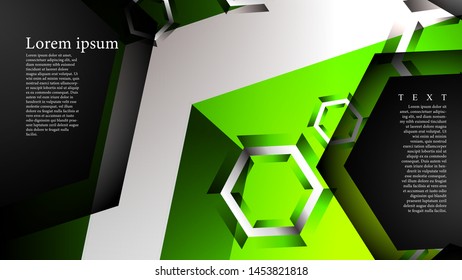 Abstract vector background with hexagon overlapping pattern. Vector illustration for any background. color green