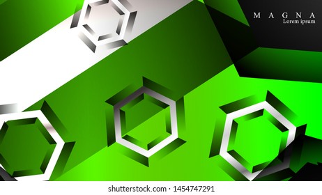 Abstract vector background with hexagon overlapping pattern. Vector illustration for any background. color green