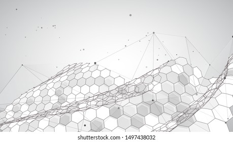 abstract vector background with hexagons. 3d design virtual world. 