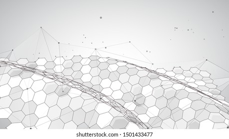 abstract vector background with hexagons. 3d design virtual world. 