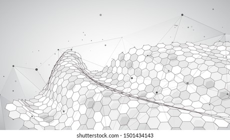 abstract vector background with hexagons. 3d design virtual world. 