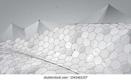 abstract vector background with hexagons. 3d design virtual world. 