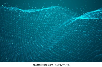 abstract vector background with hexagons. landscape and landscape of the virtual world. 3d design