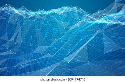 abstract vector background with hexagons. landscape and landscape of the virtual world. 3d design