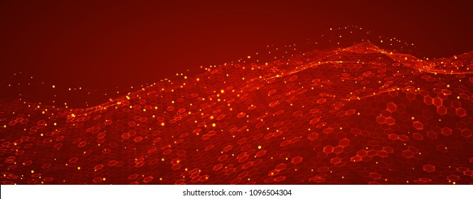 abstract vector background with hexagons. landscape and landscape of the virtual world. 3d design