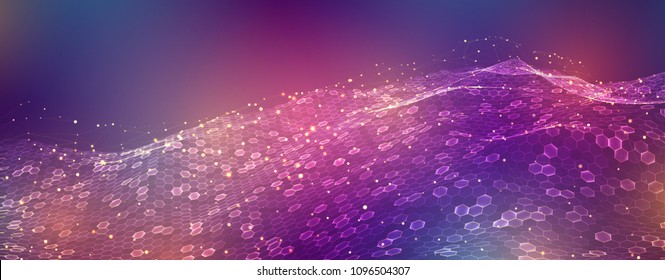abstract vector background with hexagons. landscape and landscape of the virtual world. 3d design