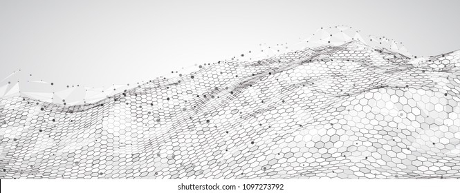abstract vector background with hexagons. landscape and landscape of the virtual world. 3d design
