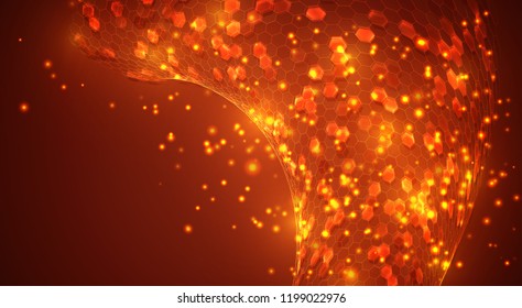 abstract vector background with hexagons. landscape and landscape of the virtual world. 3d design