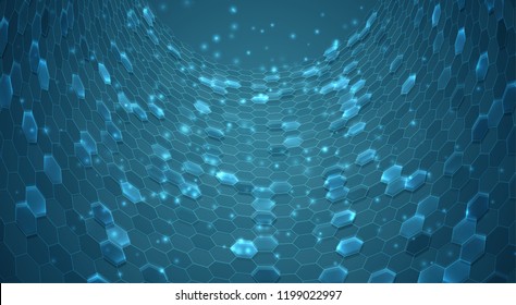 abstract vector background with hexagons. landscape and landscape of the virtual world. 3d design