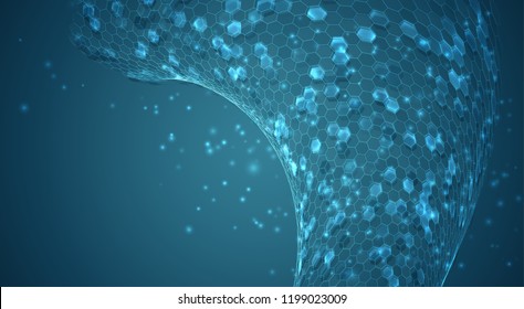 abstract vector background with hexagons. landscape and landscape of the virtual world. 3d design