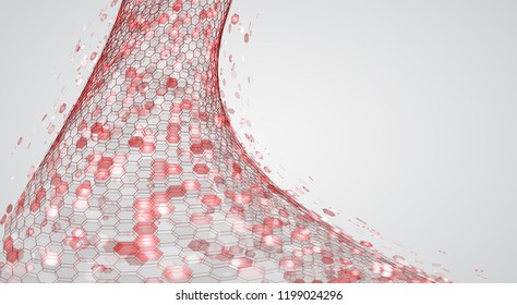 abstract vector background with hexagons. landscape and landscape of the virtual world. 3d design
