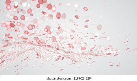 abstract vector background with hexagons. landscape and landscape of the virtual world. 3d design