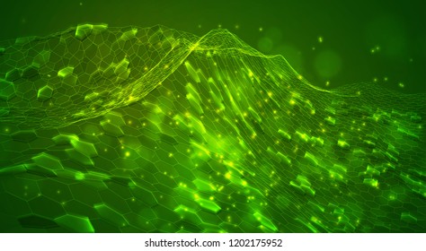 abstract vector background with hexagons. landscape and landscape of the virtual world. 3d design