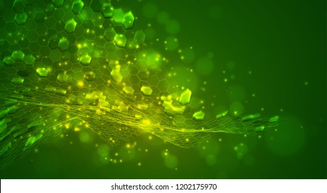 abstract vector background with hexagons. landscape and landscape of the virtual world. 3d design