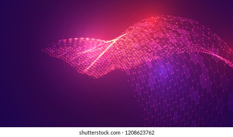 abstract vector background with hexagons. landscape and landscape of the virtual world. 3d design