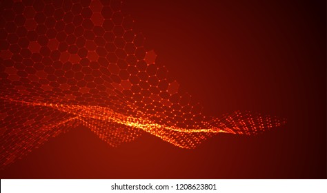 abstract vector background with hexagons. landscape and landscape of the virtual world. 3d design