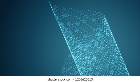 abstract vector background with hexagons. landscape and landscape of the virtual world. 3d design