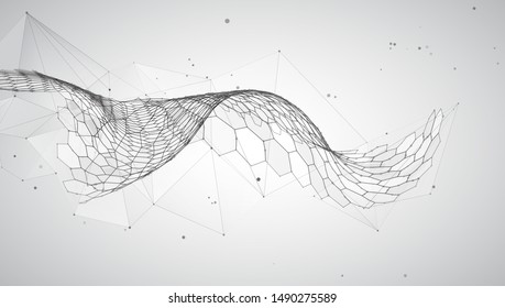 abstract vector background with hexagons. landscape of the virtual world. 3d design