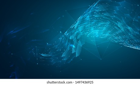 abstract vector background with hexagons. landscape of the virtual world. 3d design