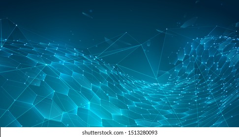 abstract vector background with hexagons. landscape of the virtual world. 3d design