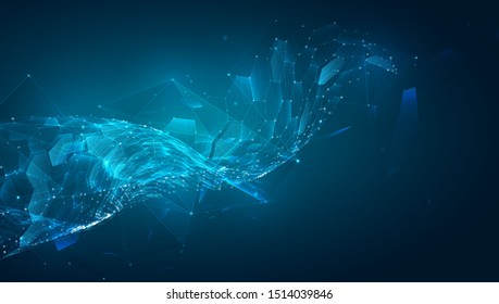 abstract vector background with hexagons. landscape of the virtual world. 3d design