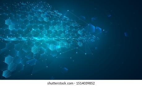 abstract vector background with hexagons. landscape of the virtual world. 3d design