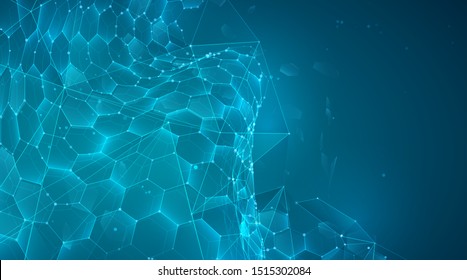 abstract vector background with hexagons. landscape of the virtual world. 3d design
