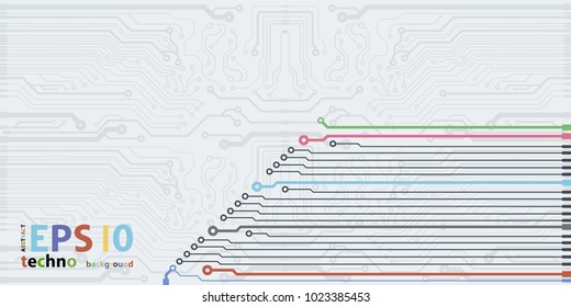 Abstract vector background with high tech circuit board. Microchip background.