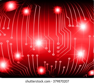 abstract vector background with high tech red circuit board.