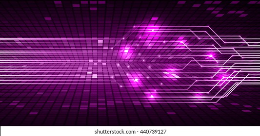 abstract vector background with high tech purple circuit board.