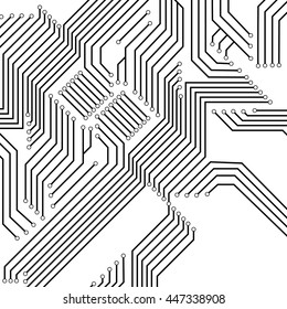Abstract vector background with high tech circuit board. Microchip background.