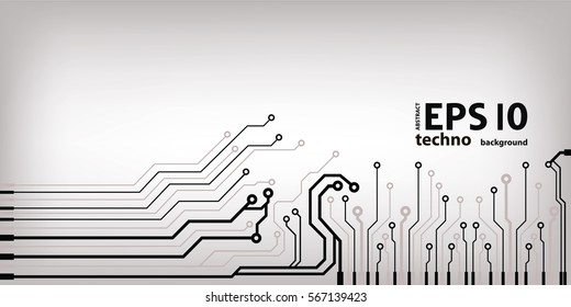 Abstract vector background with high tech circuit board. Microchip background vector illustration