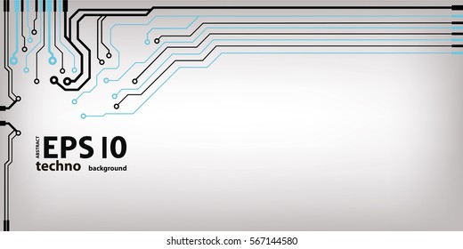 Abstract vector background with high tech circuit board. Microchip background vector illustration
